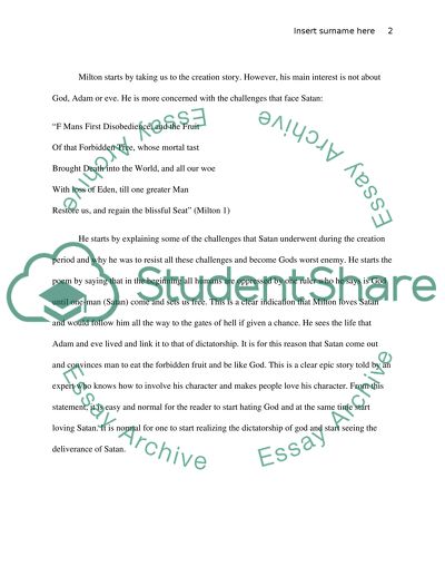 Character of Satan in the Book Paradise Lost