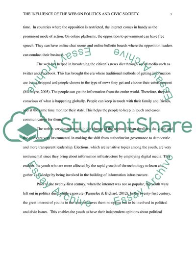 The Influence of The Web on Politics and Civic Society