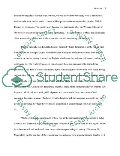 Oil, Civil Society, and Democracy in the Middle East