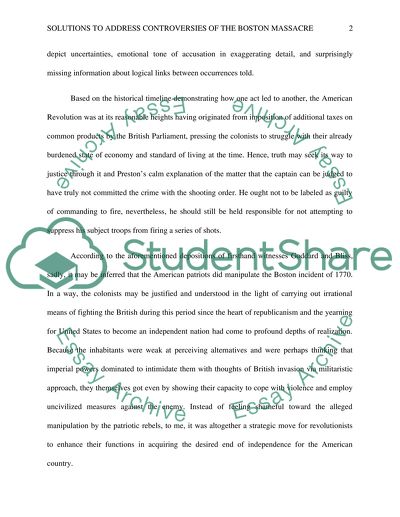 Solutions to Address Controversies of the Boston Massacre of 1770