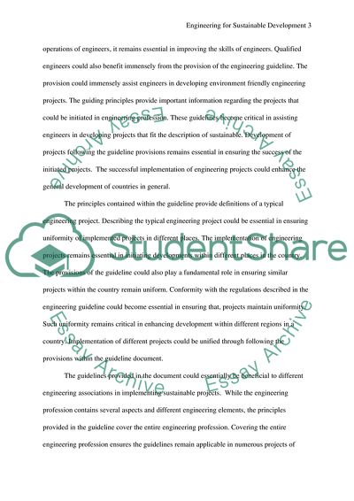 Engineering for Sustainable Development