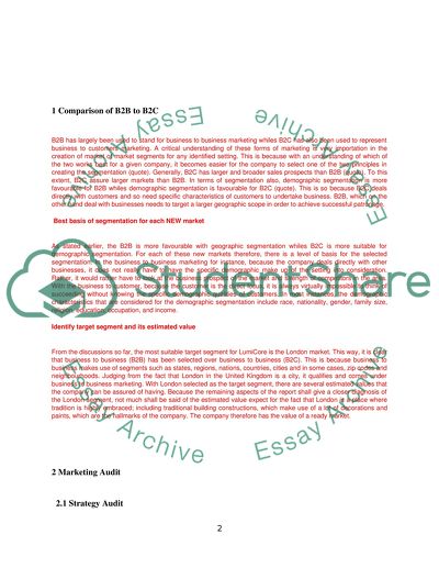 LumiCore - Business to Business Market and Business to Customer Market