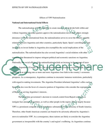 Effects of YPF Nationalization