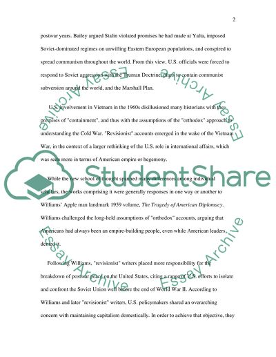 Historiography Perspective of the Cold War