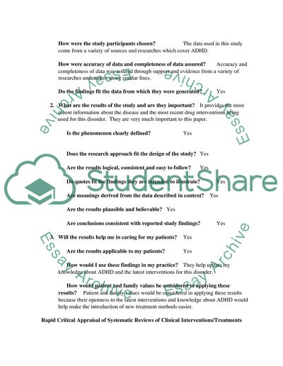 Cont of previous assignment:Critical Appraisal Assignment