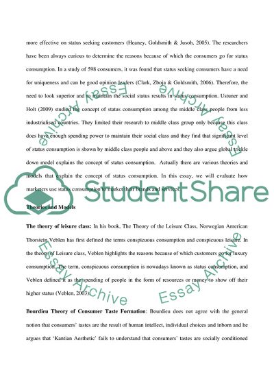 Marketing - Concept of Status Consumption