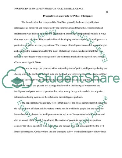 Prospective on a New Role for Police: Intelligence