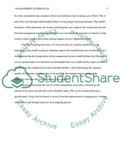 Management Action Plan for Electronic Medical Records