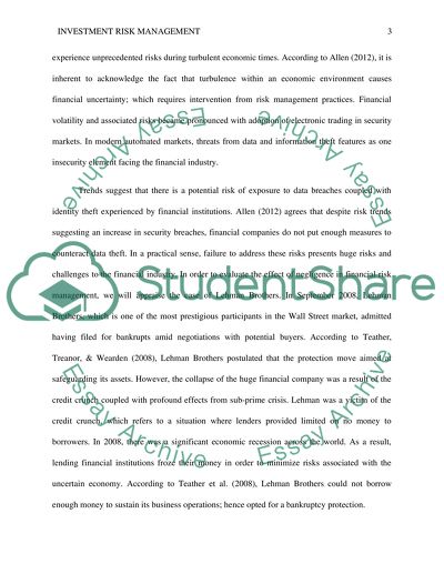 Investment Risk Management