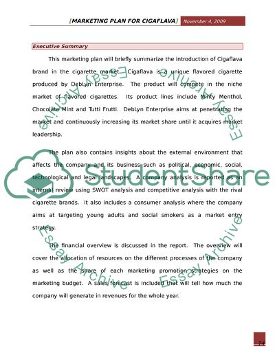 MARKETING PLAN FOR CIGAFLAVA