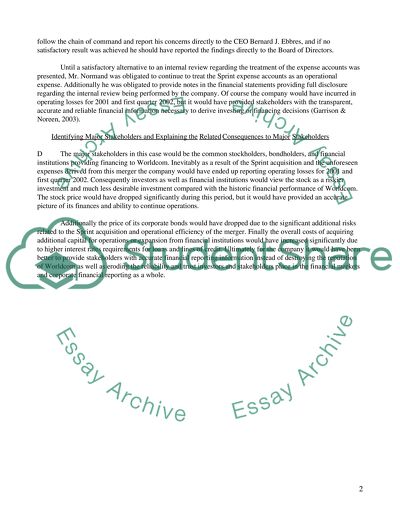 Identifying and Describing the Ethical Issue. Worldcom