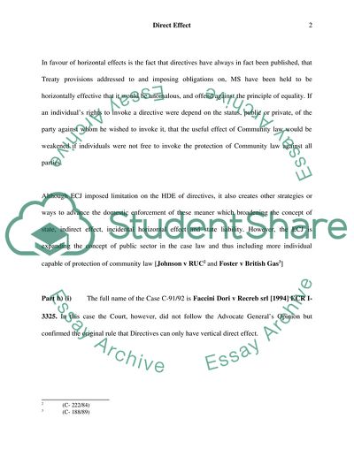 Direct Effect of the Sex Discrimination Act