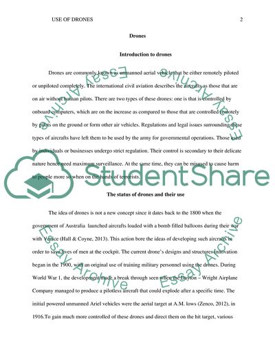 The Status of Drones and Their Use