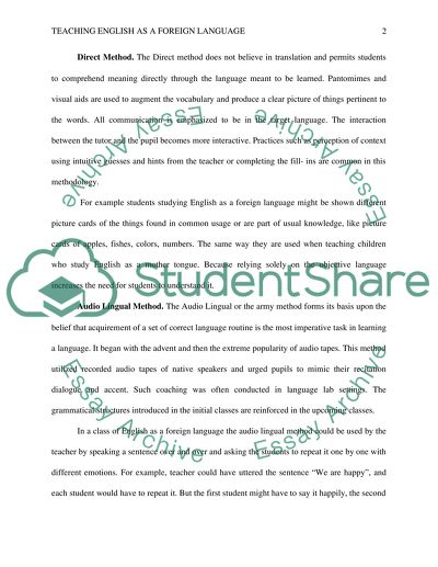 Methods used in Teaching English as a Foreign Language