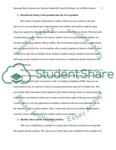 Students and Teachers Should Be Tested for Drugs Use in Public Schools