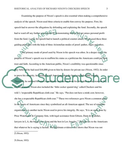 Rhetorical Analysis of Richard Nixons Checkers Speech