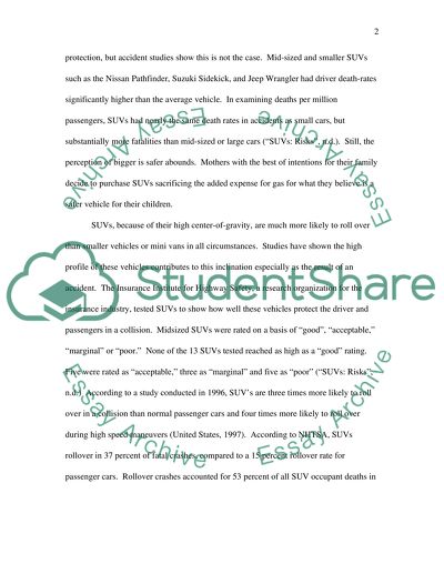 The Poor Safety Record of SUVs on the US Economy