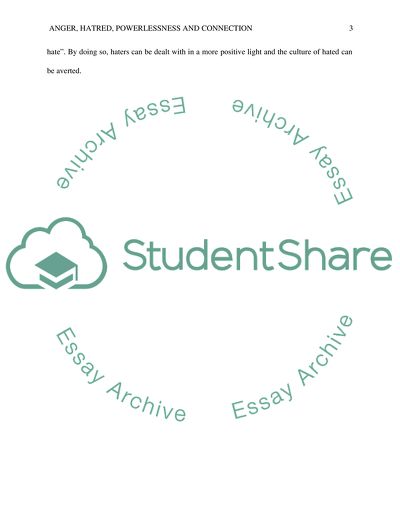 Anger,hatred,powerlessness and connection