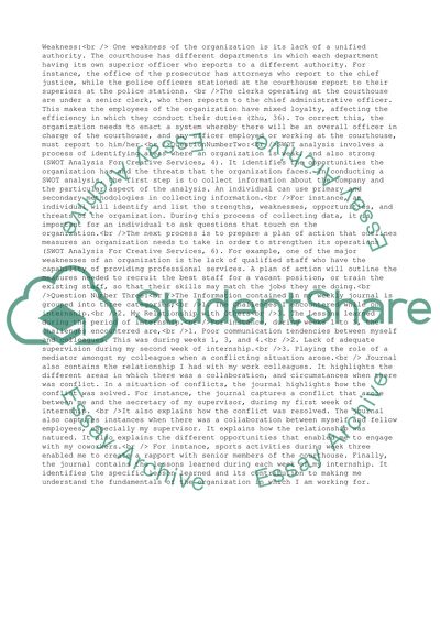 Strength and Weakness of Organization