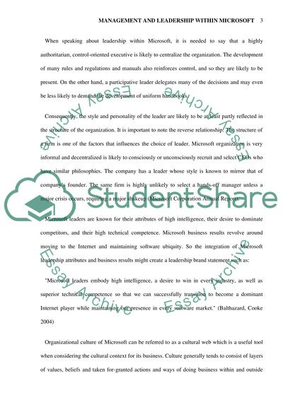 Management and Leadership within Microsoft