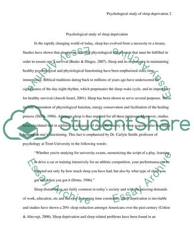 Psychological Study of Sleep Deprivation