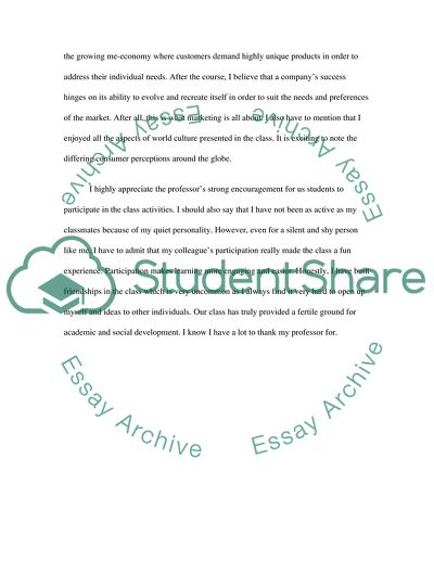 Reflection of Class International Marketing