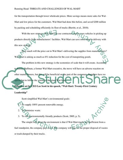 Threats and Challenges of Walmart