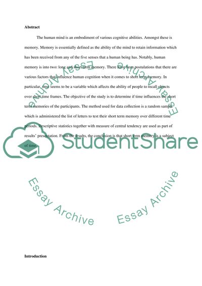 Duration of short term memory