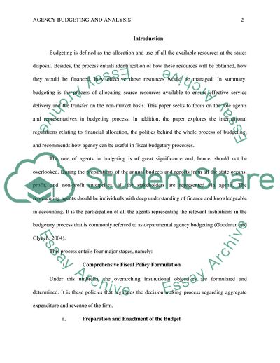 Agency Budgeting and Analysis