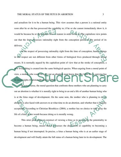 The Moral Status of the Fetus in Abortion