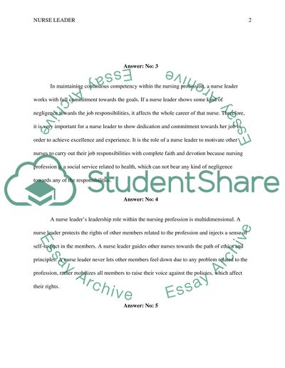 Roles of the Nurse Leader