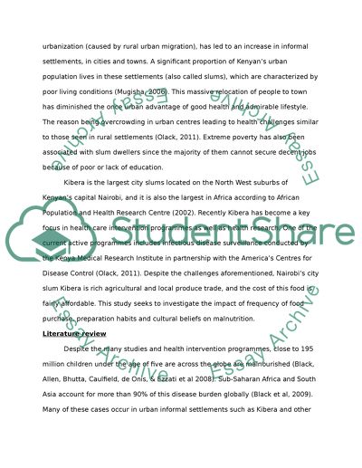 Malnutrition Status in Kenyan Children Living in Slums