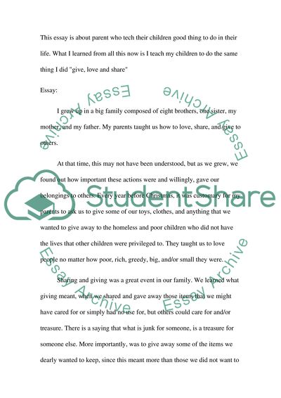 Childhood events about helping others