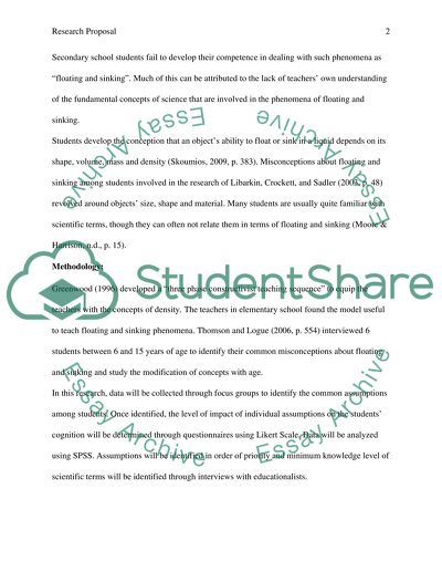 Proposal for a Small-Scale Research Project: the study of a specific misconception in secondary schools