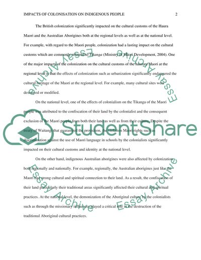 The Impacts of Colonization on Hauora for Maori and Australian Aborigine