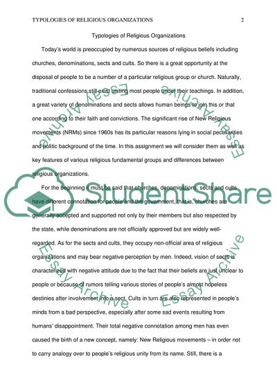 Typologies of Religious Organizations