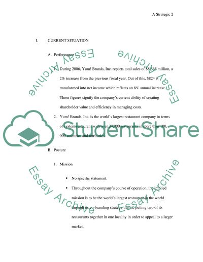 Strategic Hospitality Management of Yum Brands
