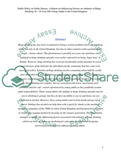 Factors on Attitudes of Binge Drinking among Young Adults in the United Kingdom