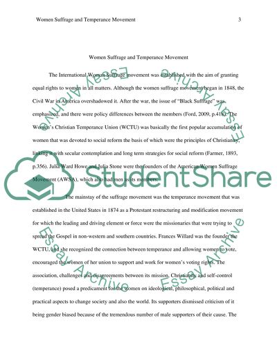 Women Suffrage and Temperenace Movement
