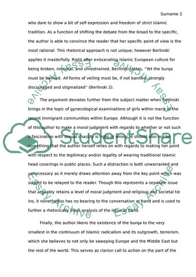 Claire Berlinskis Polemic Ban the Burqa