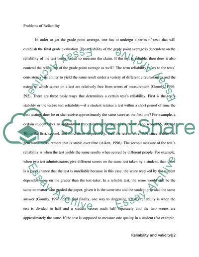 Problems on Validity and Reliability: Measuring Intelligence in terms of Grade Point Average