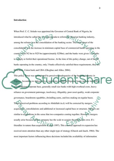 A Merger Case in Managing the Banking Sector