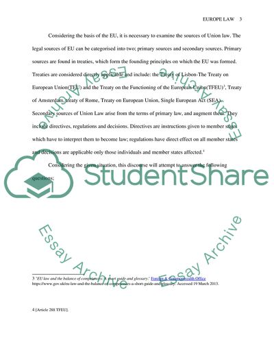 The Sources and Basis of Union Law