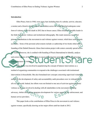 Contributions of Ellen Pence to Ending Violence against Women