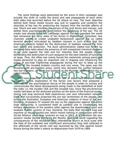 The Coverage of the Iraq War 2003 Campaign in Media