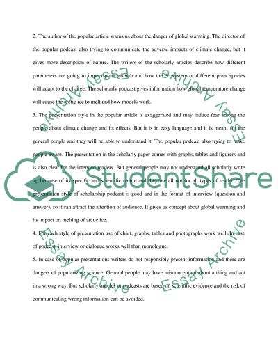 Evaluating Popular vs. Scholarly Presentations of Global Climate Change