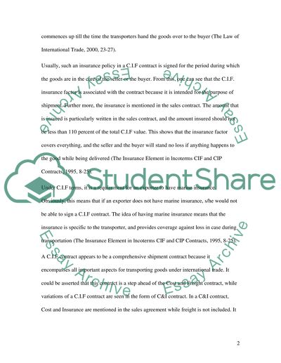 CIF Shipment Contract