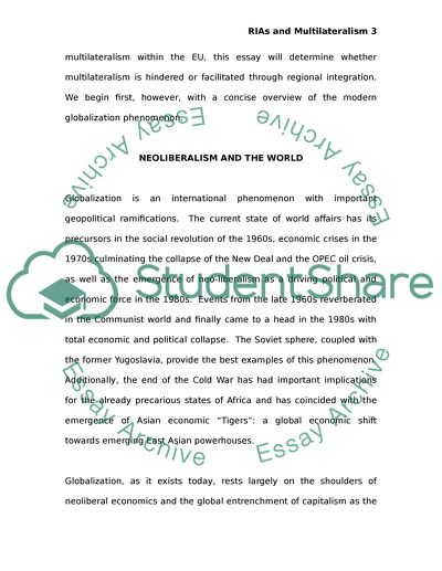 Regional integration arrangements