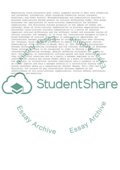 Cross-Cultural Communication in Business Negotiations