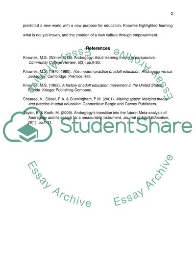 Andragogical Theory and Adult Literacy Programs